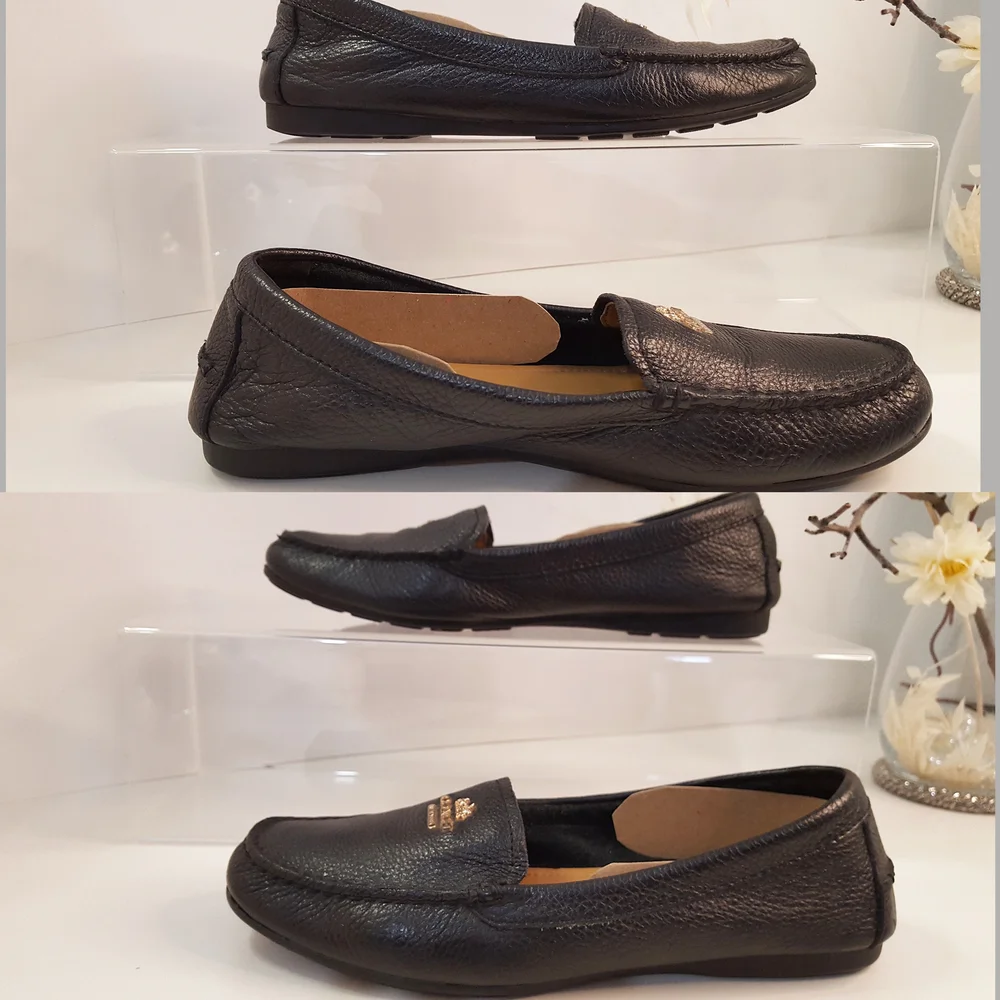 Coach💋Black Leather Slip-On Marley Driver loafer flats - Picture 6 of 12